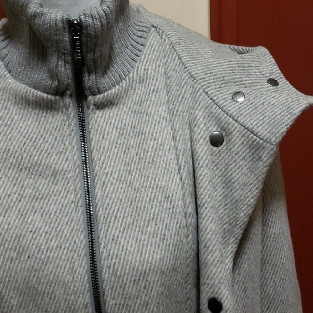Calvin Klein Gray Coat Jacket With Hoodie SZ S - Picture 8 of 16